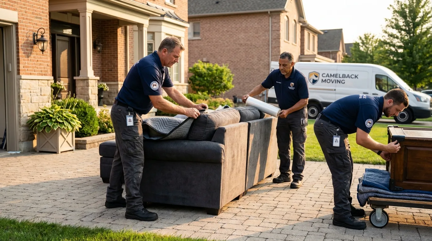 Large estate moving crew wrapping furniture in Washington, KS